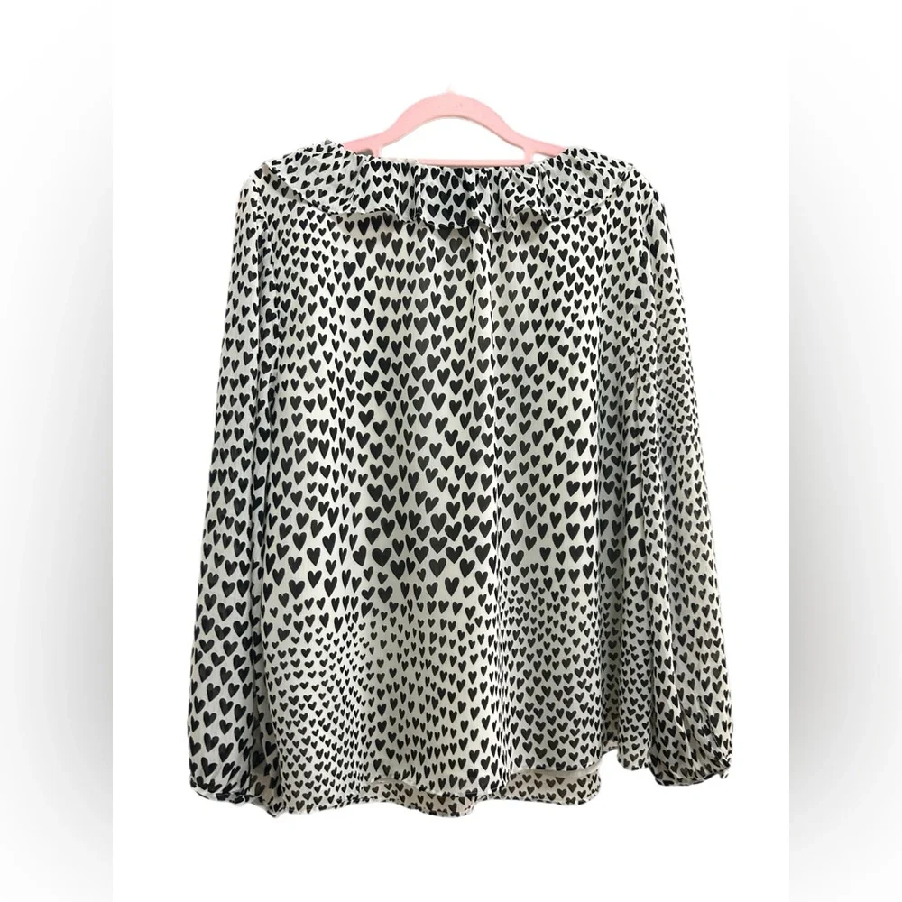 J.Crew Ruffleneck Hearts Blouse Size L - Picture 3 of 4